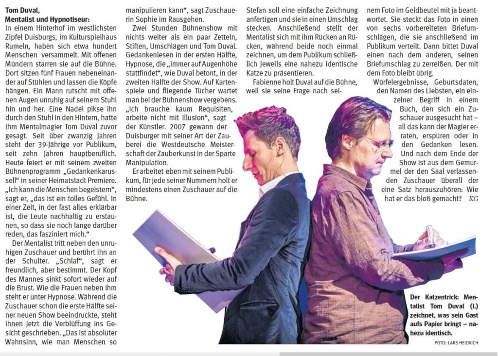 Tom Duval Pressebericht Duisburg